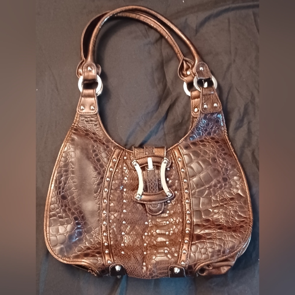 MC handbag Genuine Leather, Studs, Crocodile and Snake Print